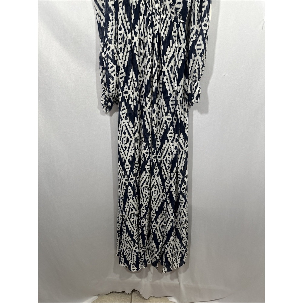 NEW $598 TORY BURCH [ XL ] Katherine Cold Shoulder Pleat Wrap Dress Navy J2198 - Picture 13 of 15